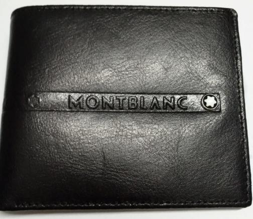 Replica In the middle Montblanc Logo Black Leather Short Wallet